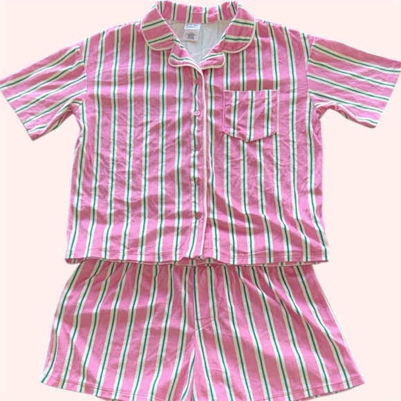 Art Class by Target Striped Pink Green Pajamas Set Girls Sz XL - Picture 1 of 11